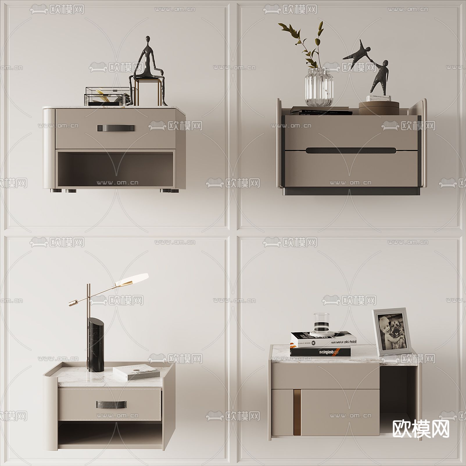 现代床头柜3d模型下载