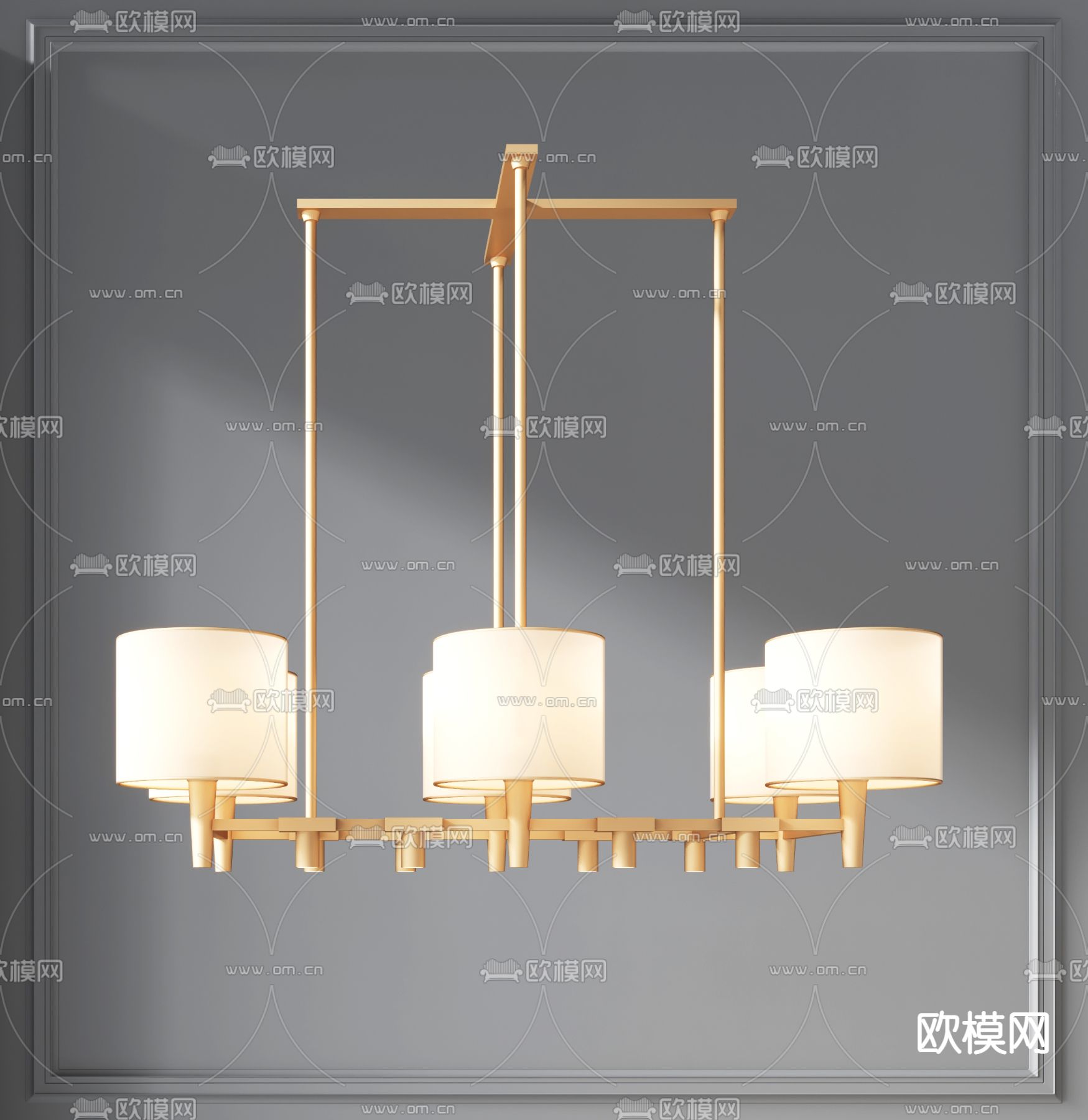 新中式金属吊灯3d模型下载