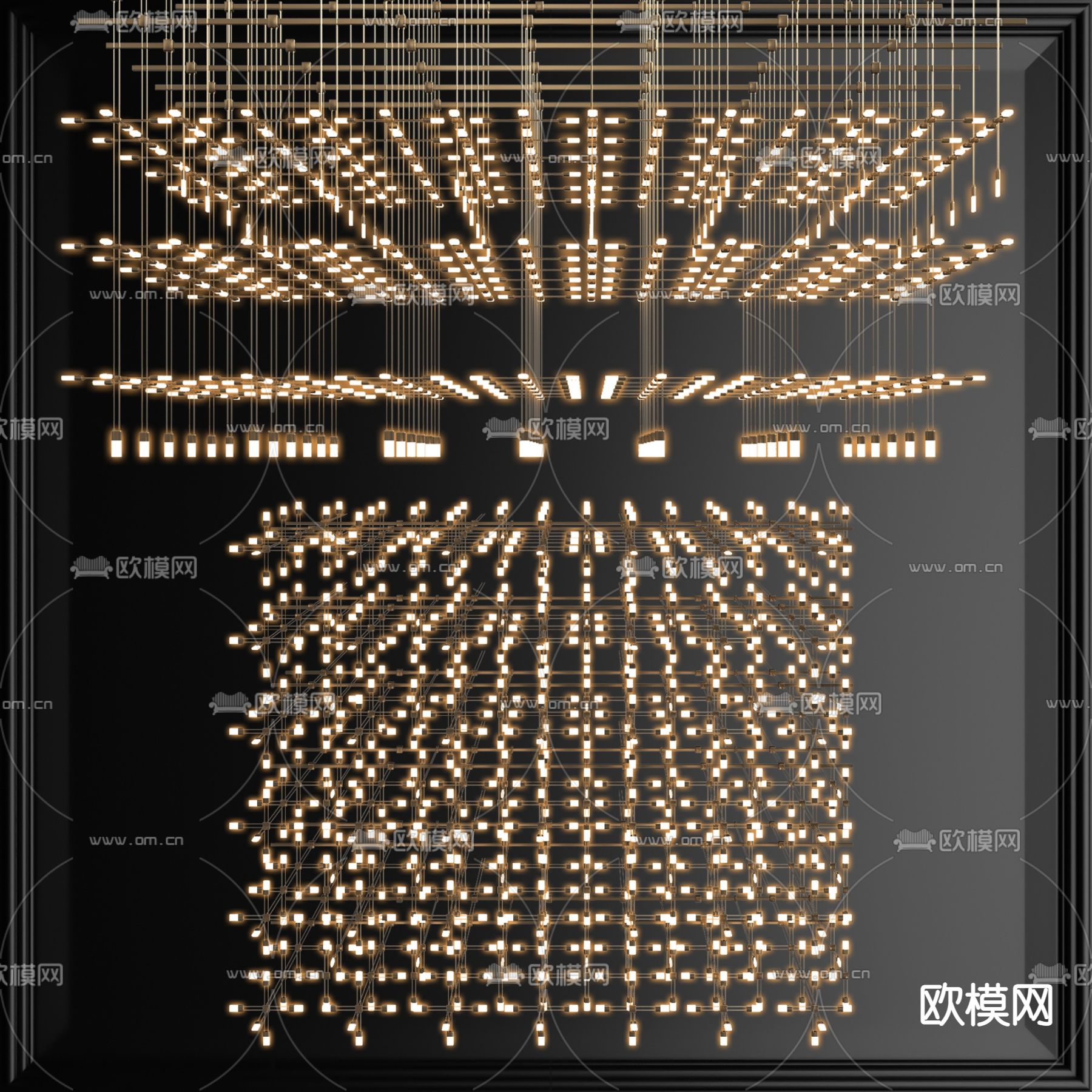 现代大型矩阵装饰吊灯3d模型下载
