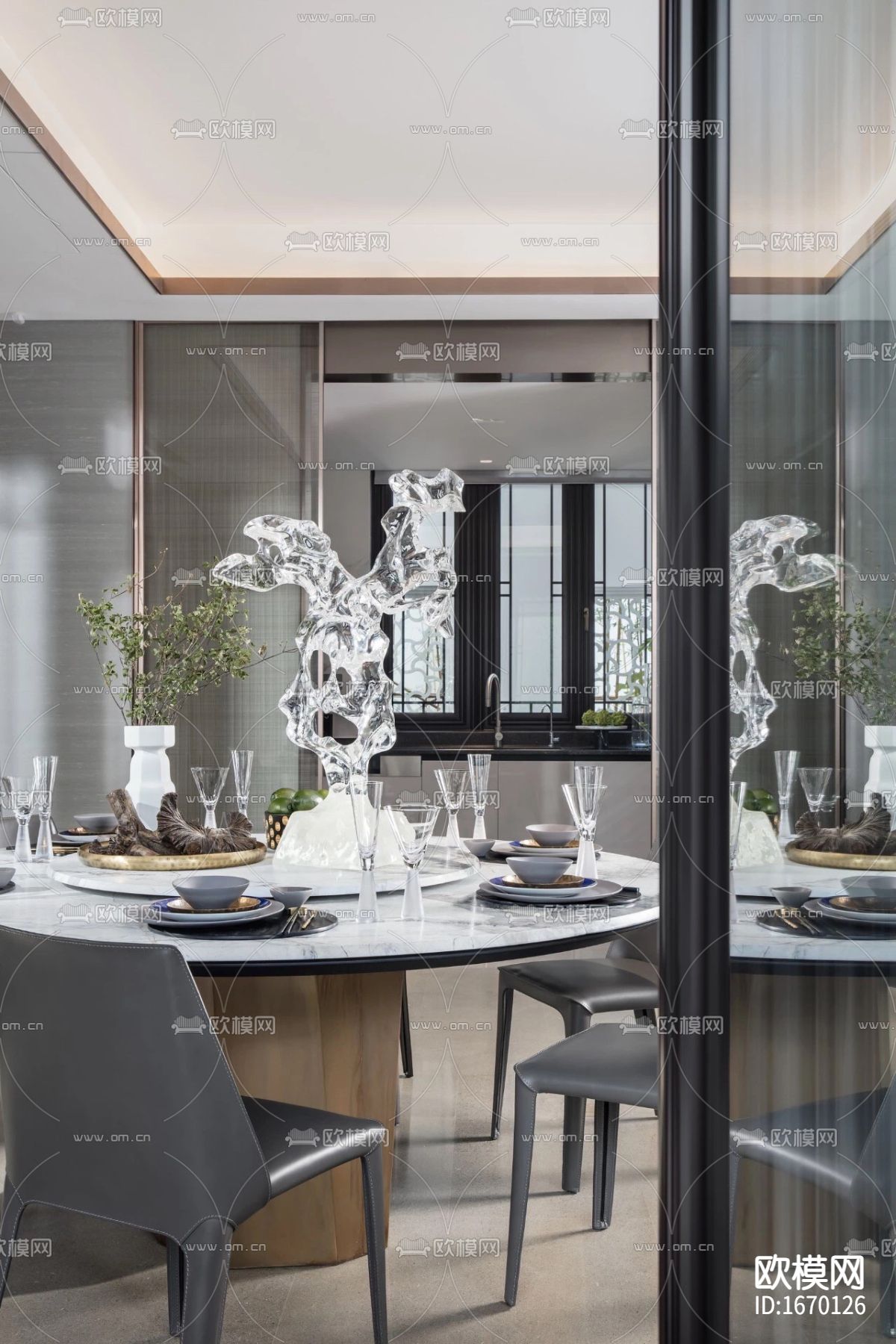 新中式别墅cad施工图下载（渲染图7）