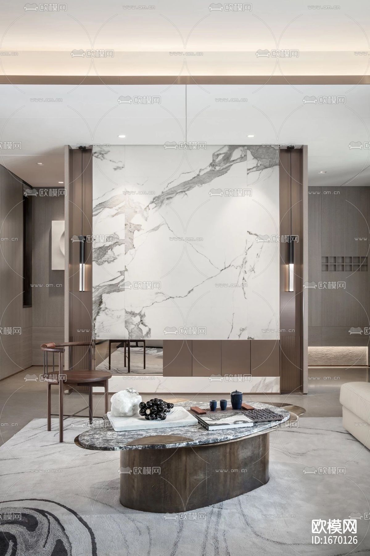 新中式别墅cad施工图下载（渲染图5）