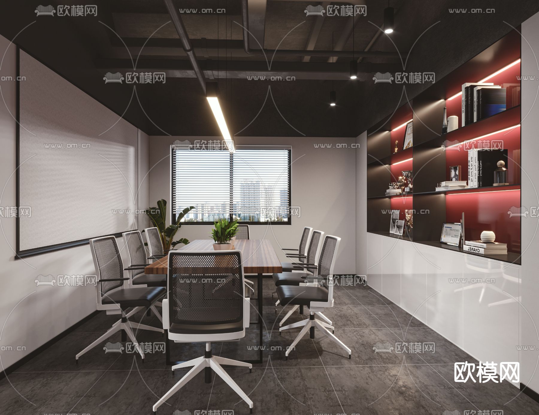 工业风办公区3d模型