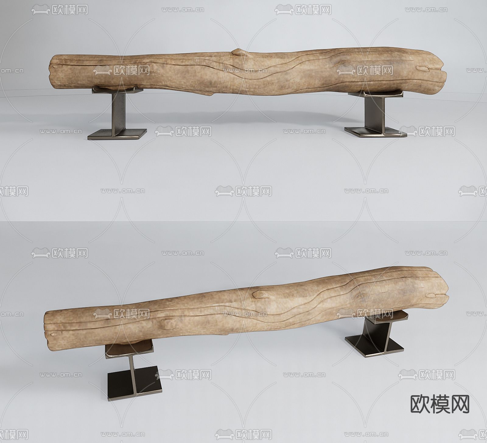 现代长板凳su模型下载（渲染图1）