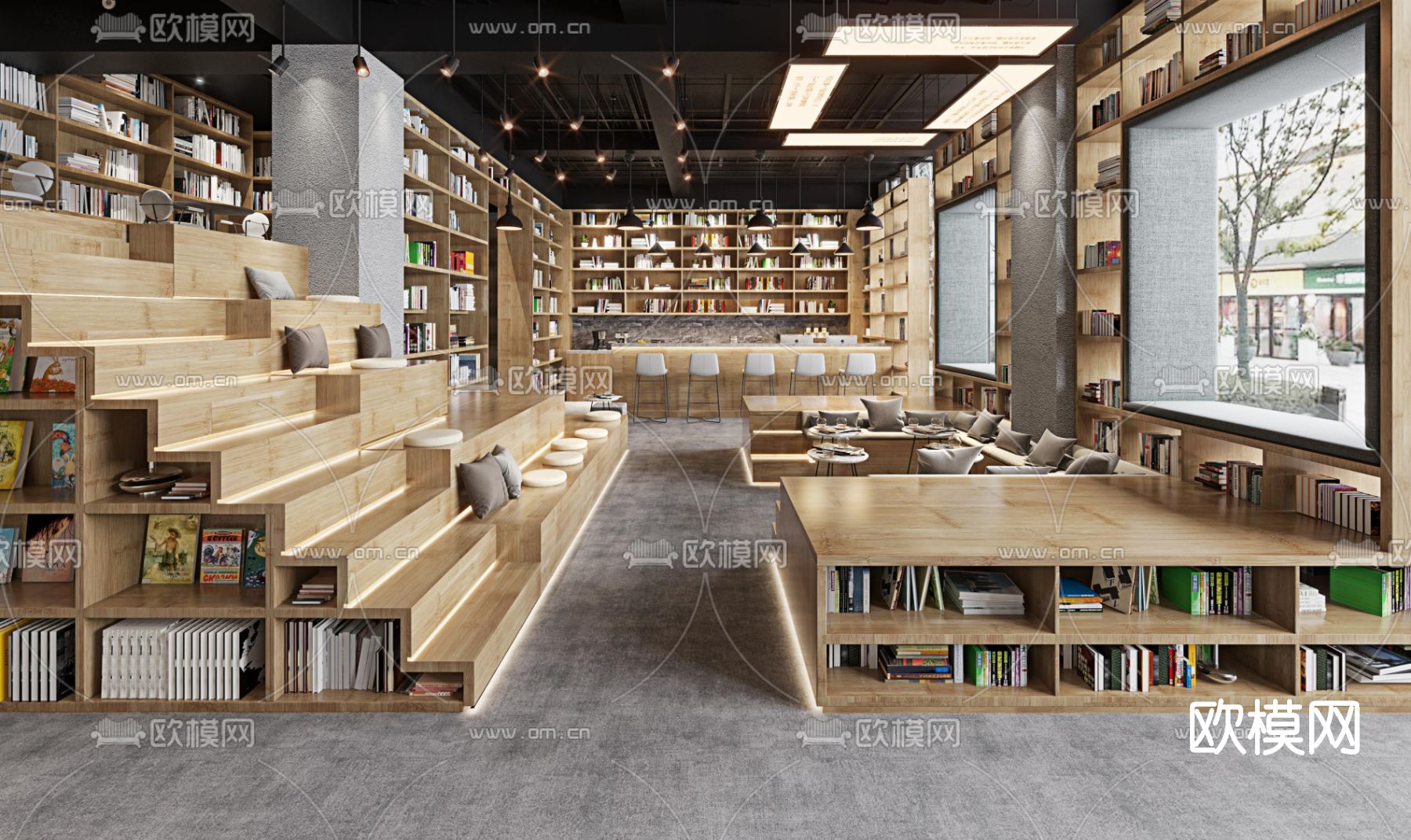 现代图书馆书吧3d模型
