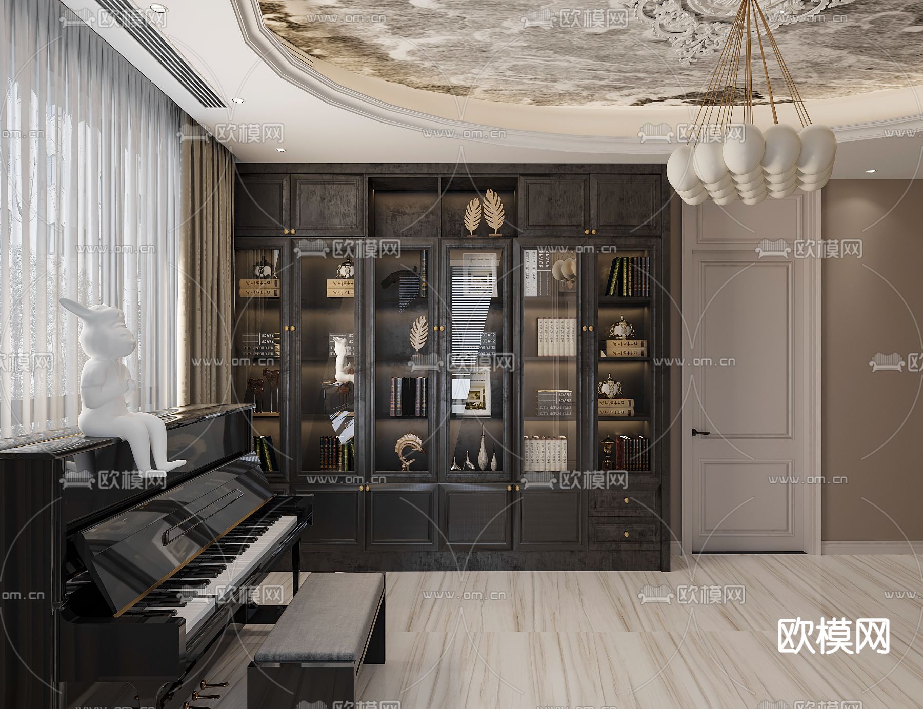 现代大厅免费3d模型下载（渲染图1）