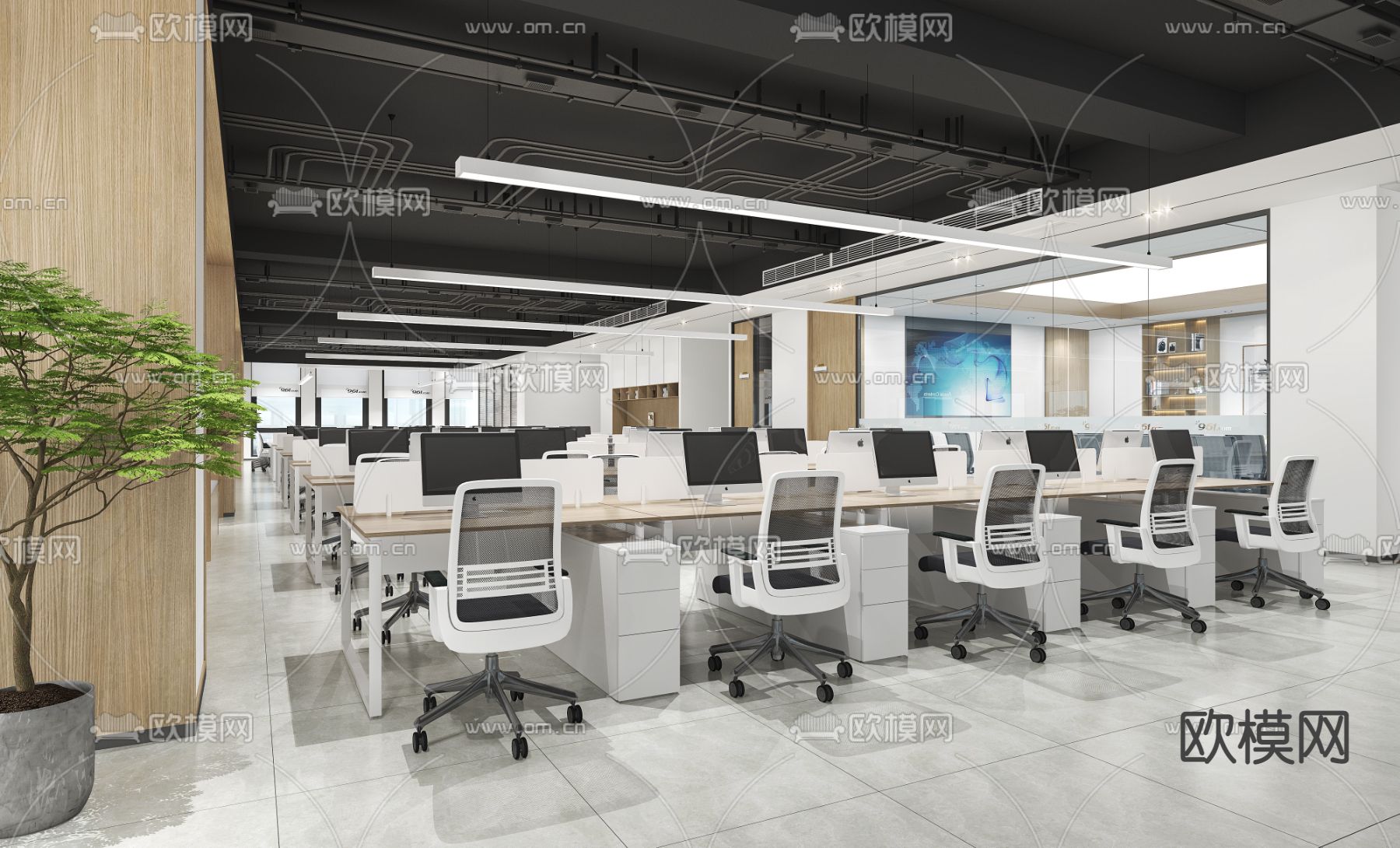 现代会议室3d模型下载（渲染图3）