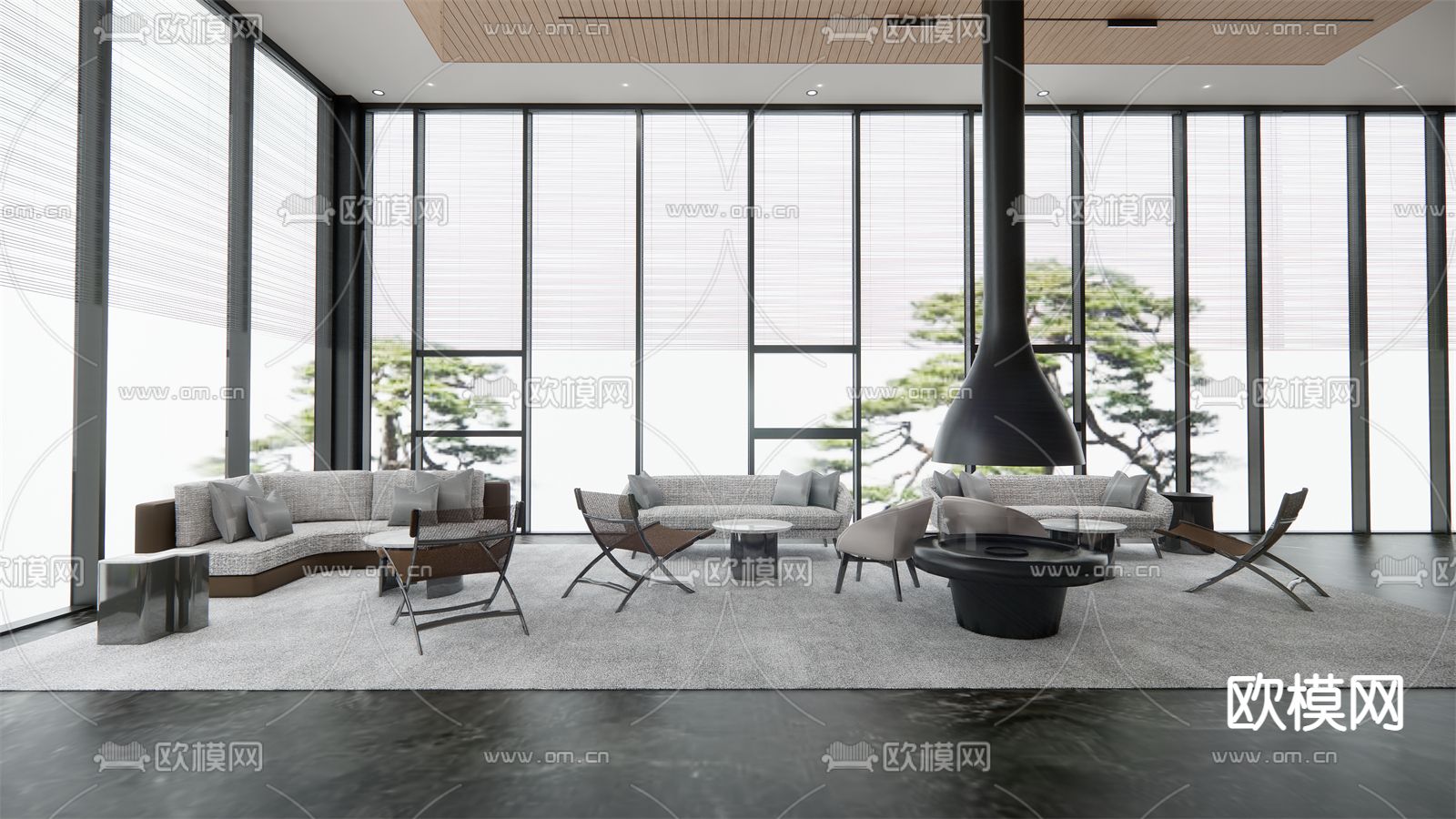 现代售楼处su模型下载（渲染图1）