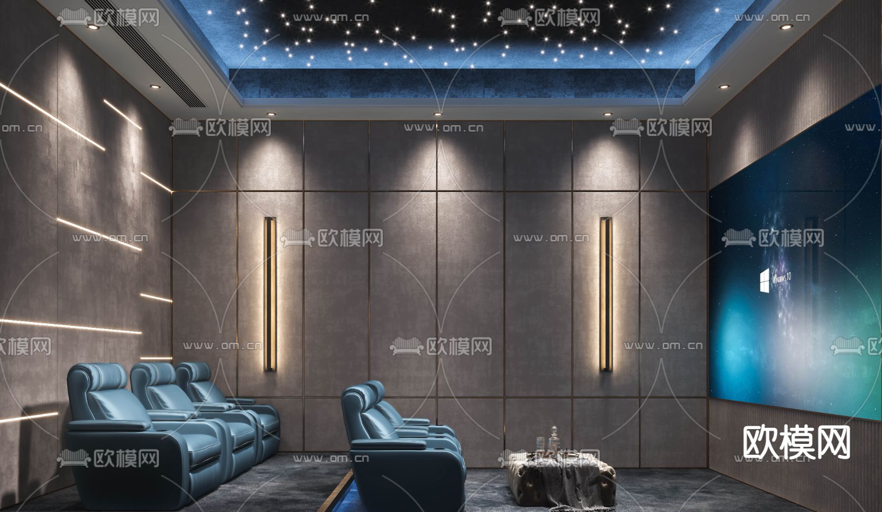现代别墅影音室3d模型下载_ID11416717_3dmax免费模型-欧模网