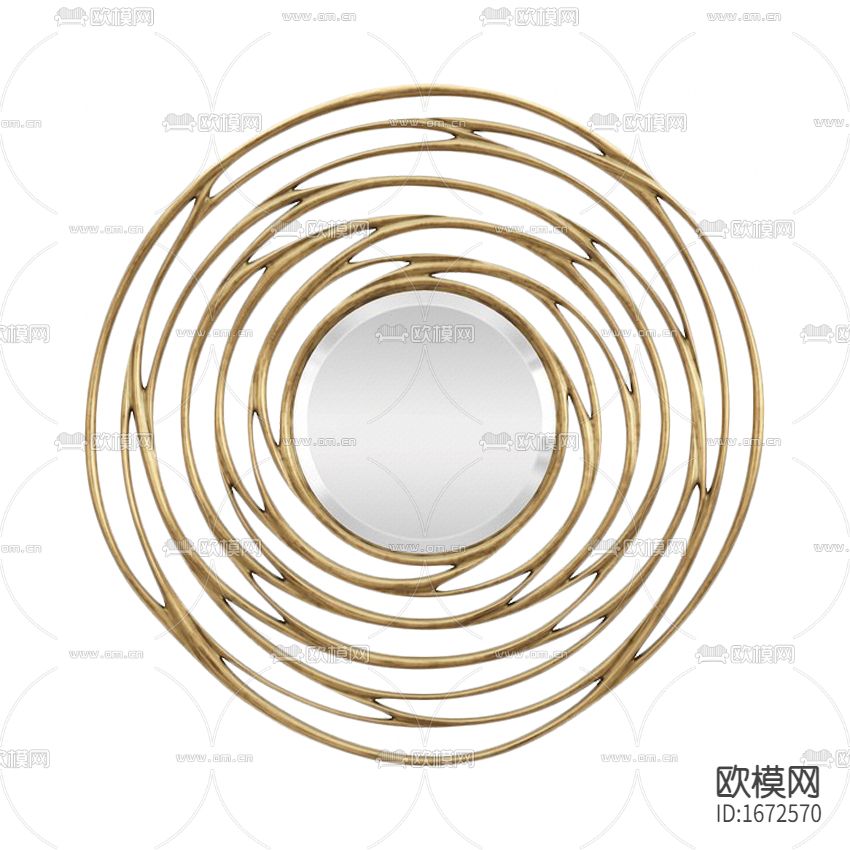 现代轻奢做旧金属玻璃壁饰下载