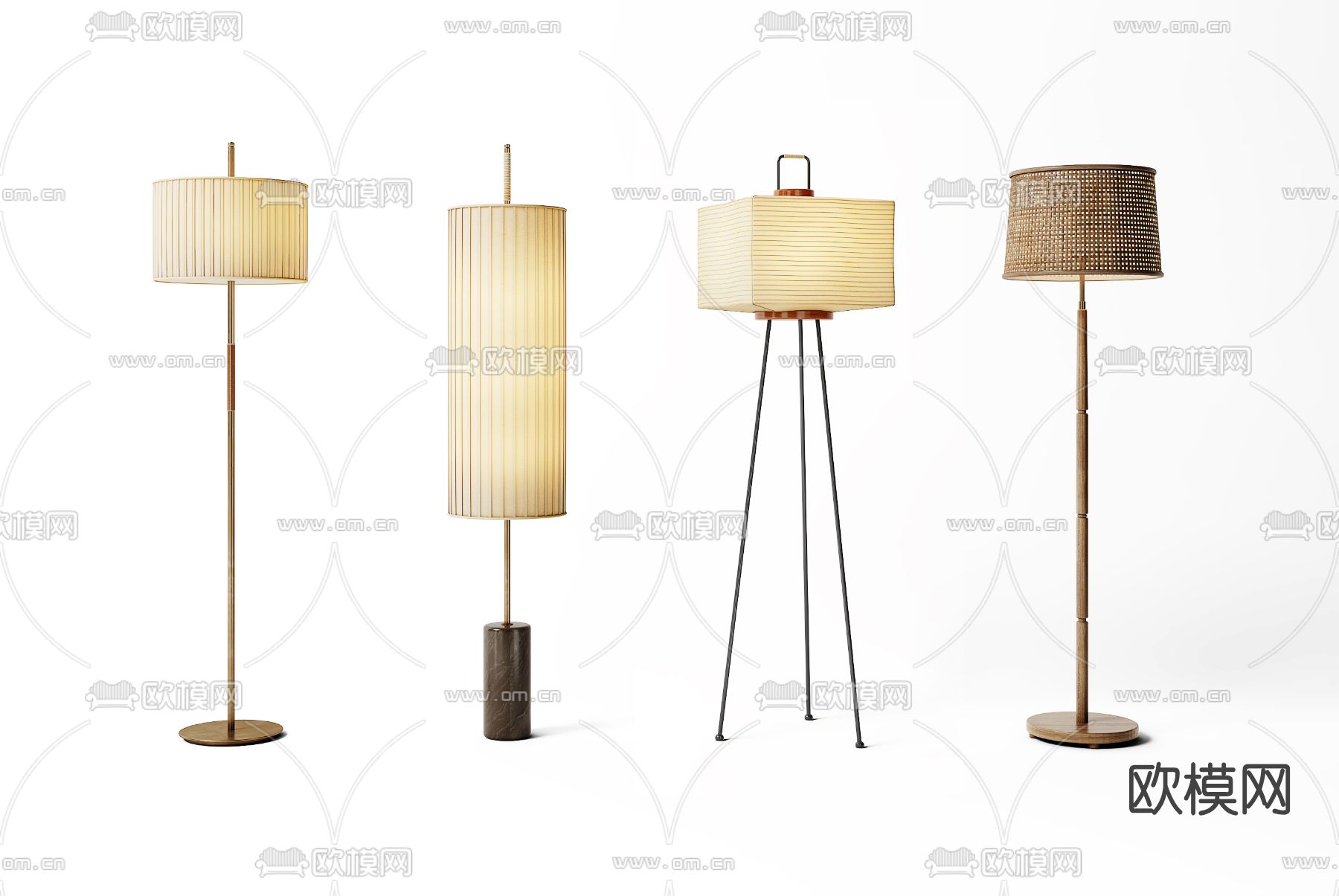 新中式时尚落地灯su模型下载（渲染图1）