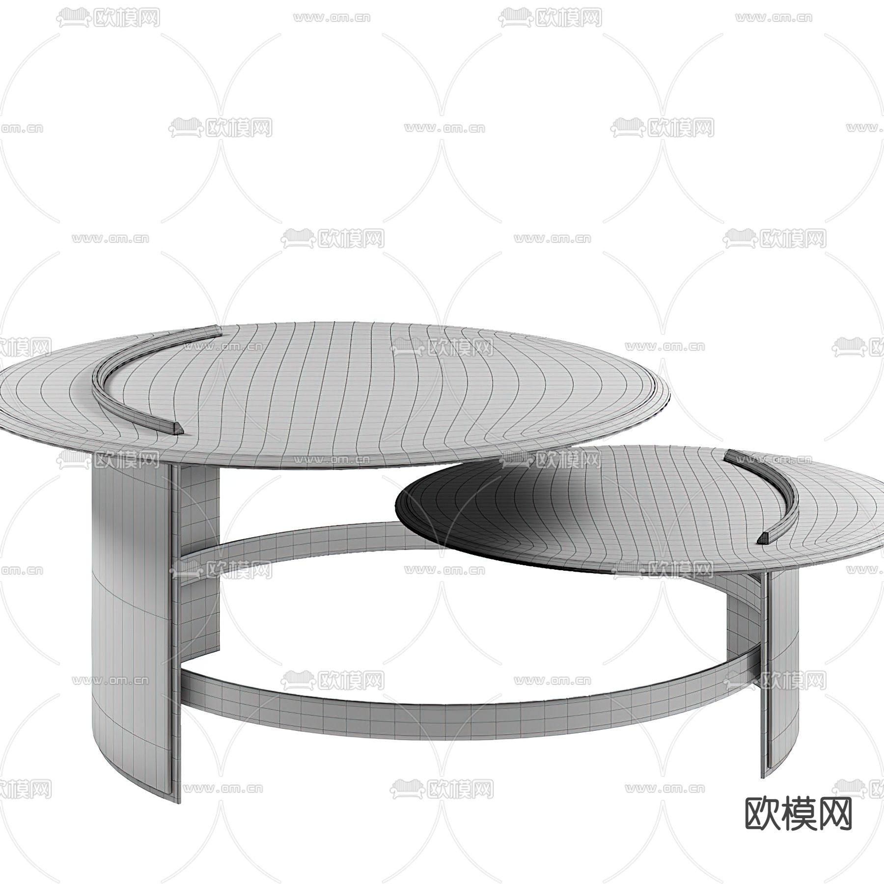 现代圆形茶几3d模型下载（渲染图2）