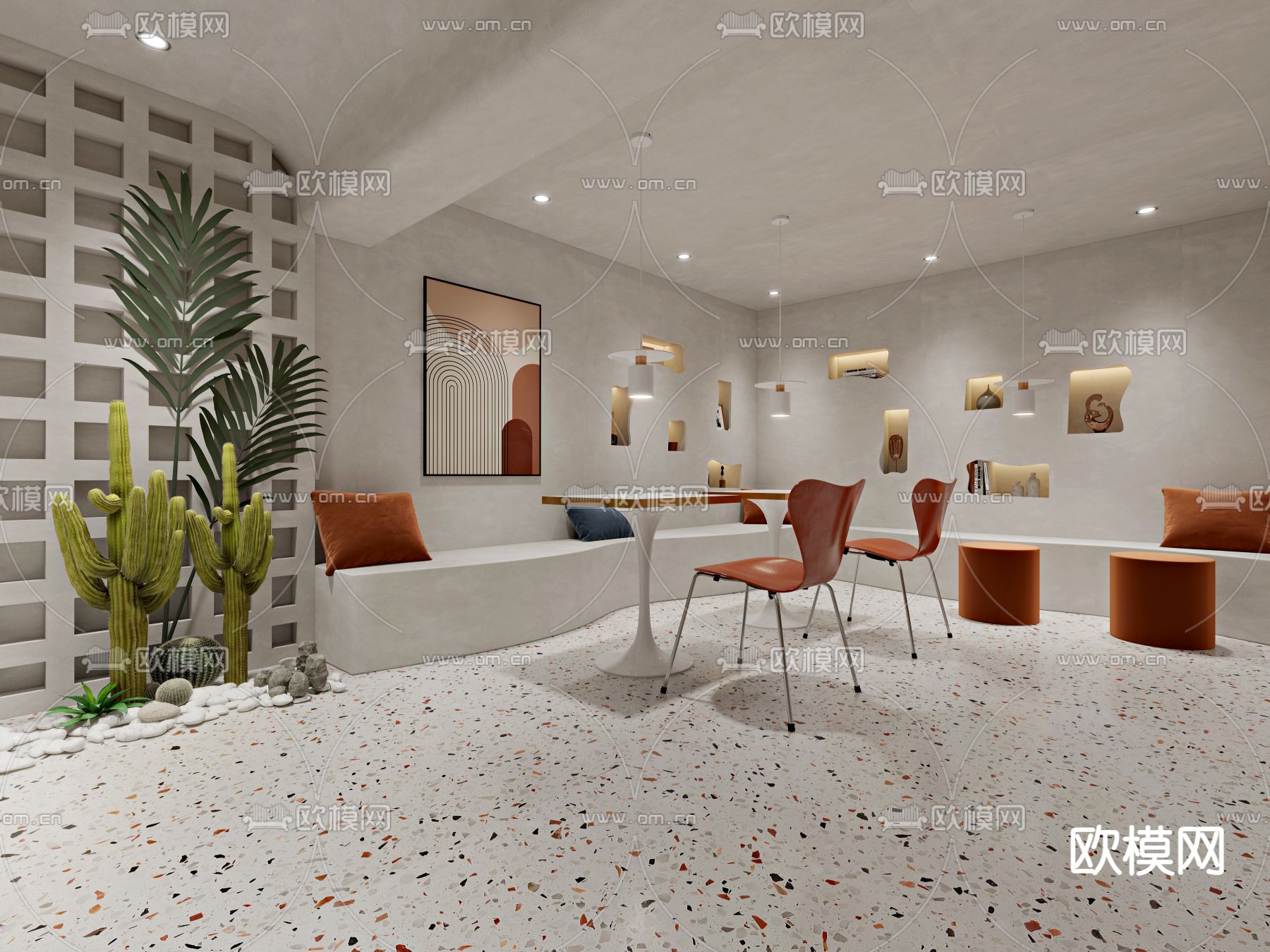 侘寂风麻辣烫火锅店3d模型下载（渲染图6）