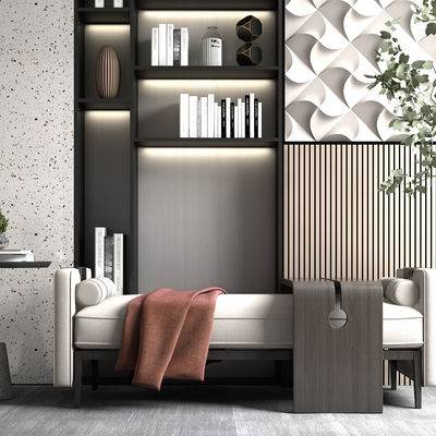  现代轻奢沙发凳su模型 