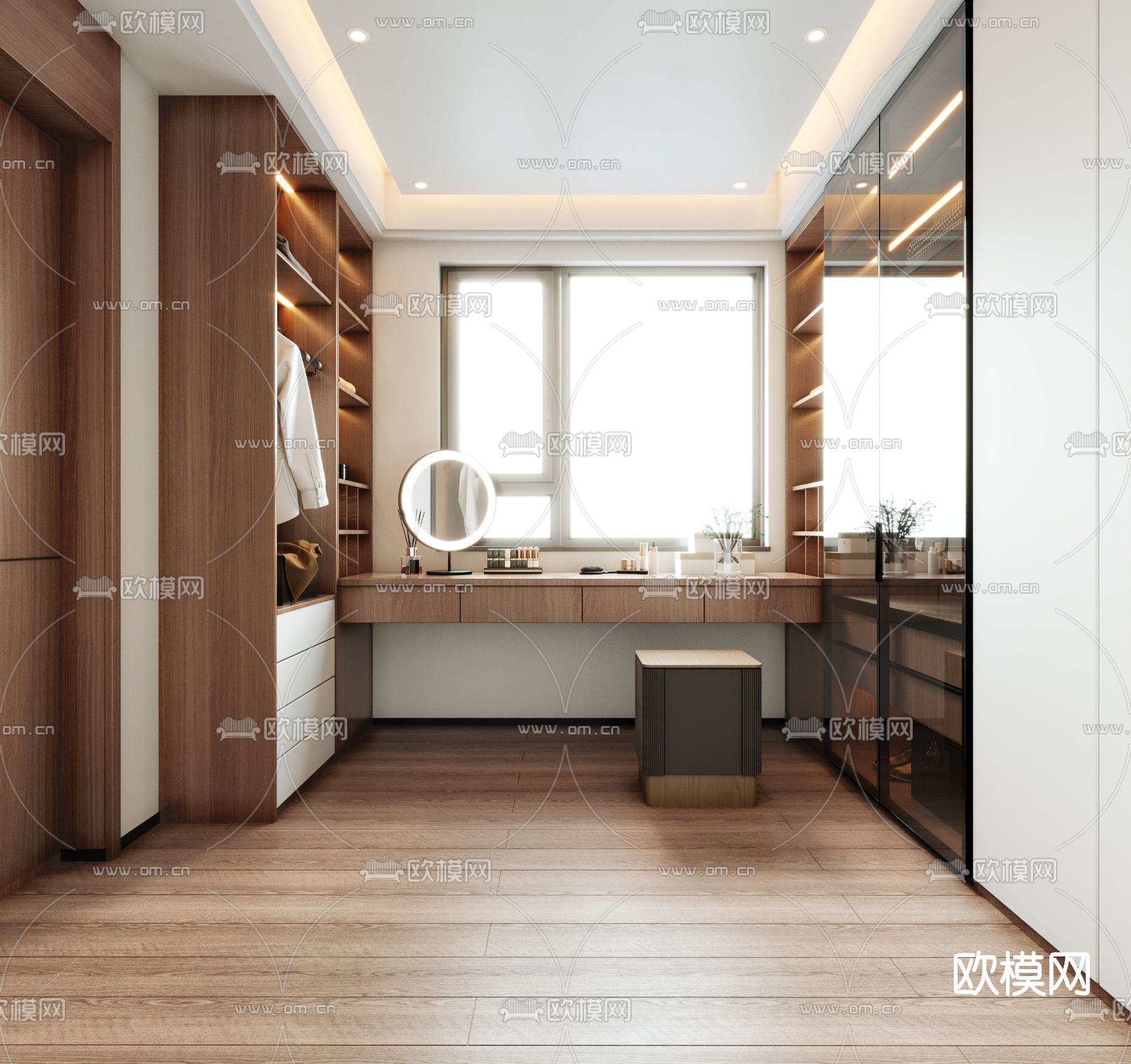 现代轻奢衣帽间3d模型下载_id:11424243_3dmax免费模型-欧模网