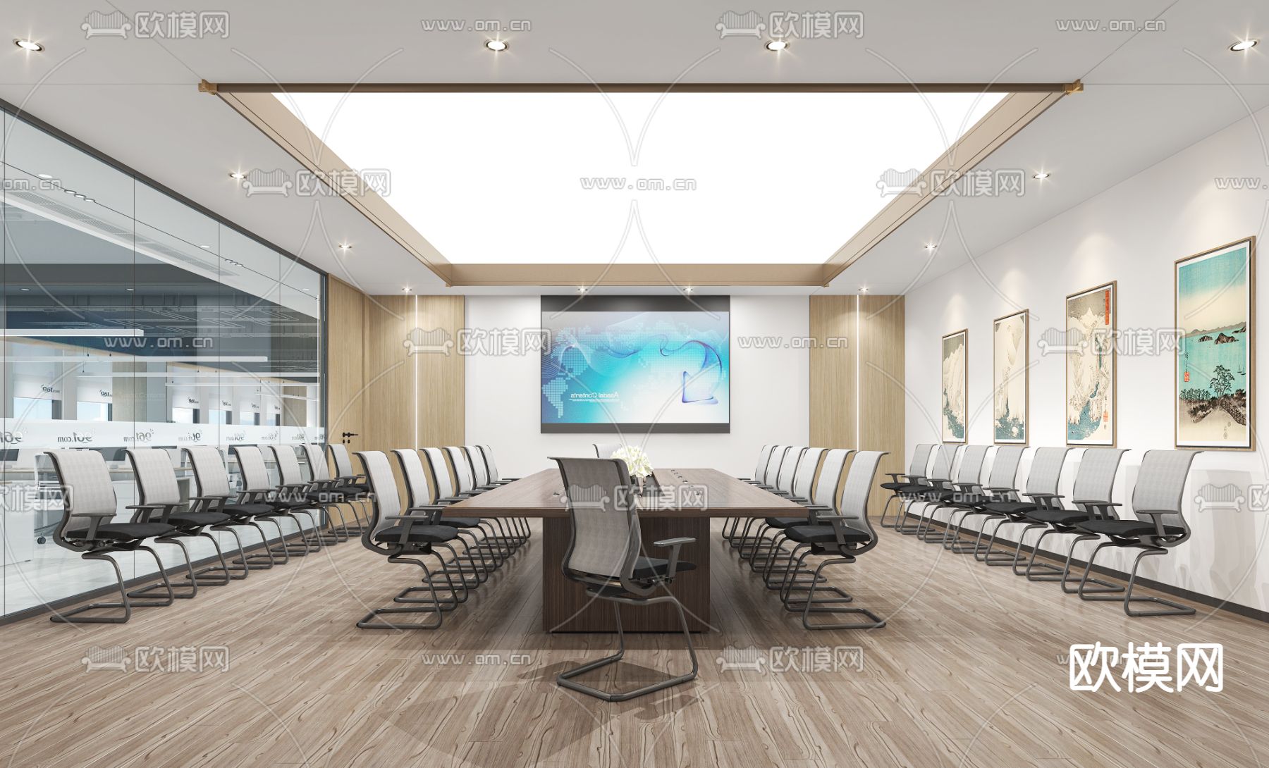 现代会议室3d模型下载（渲染图1）