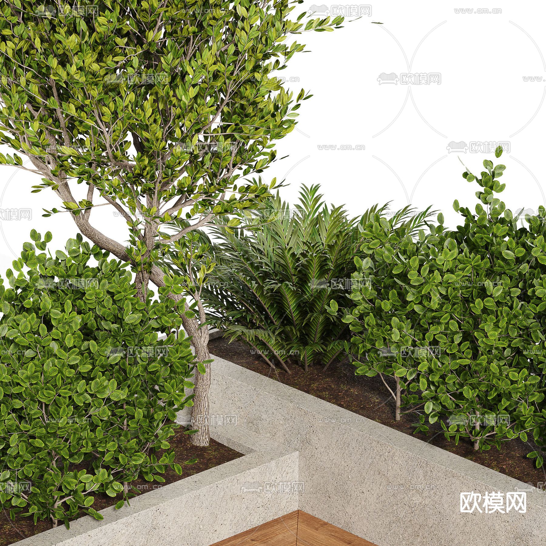 现代户外花坛座椅3d模型下载（渲染图2）