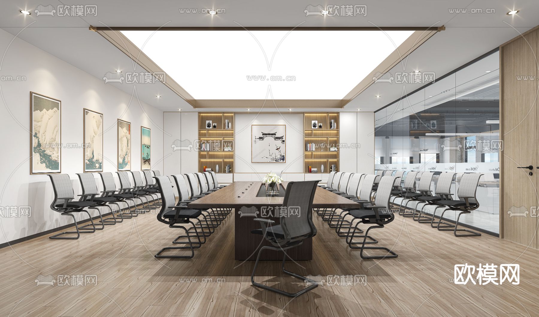 现代会议室3d模型下载（渲染图2）