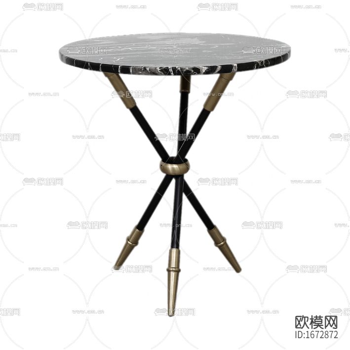 现代轻奢不锈钢实木大理石圆形边几下载