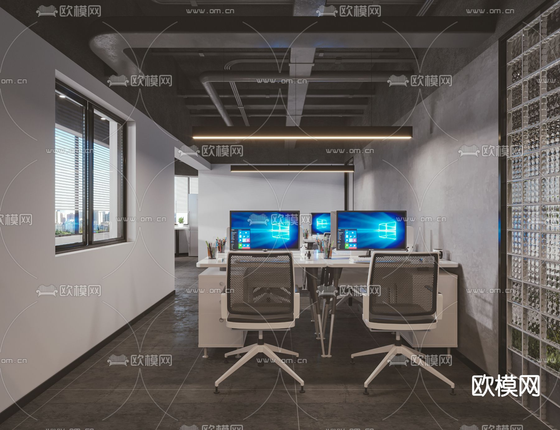 工业风办公区3d模型