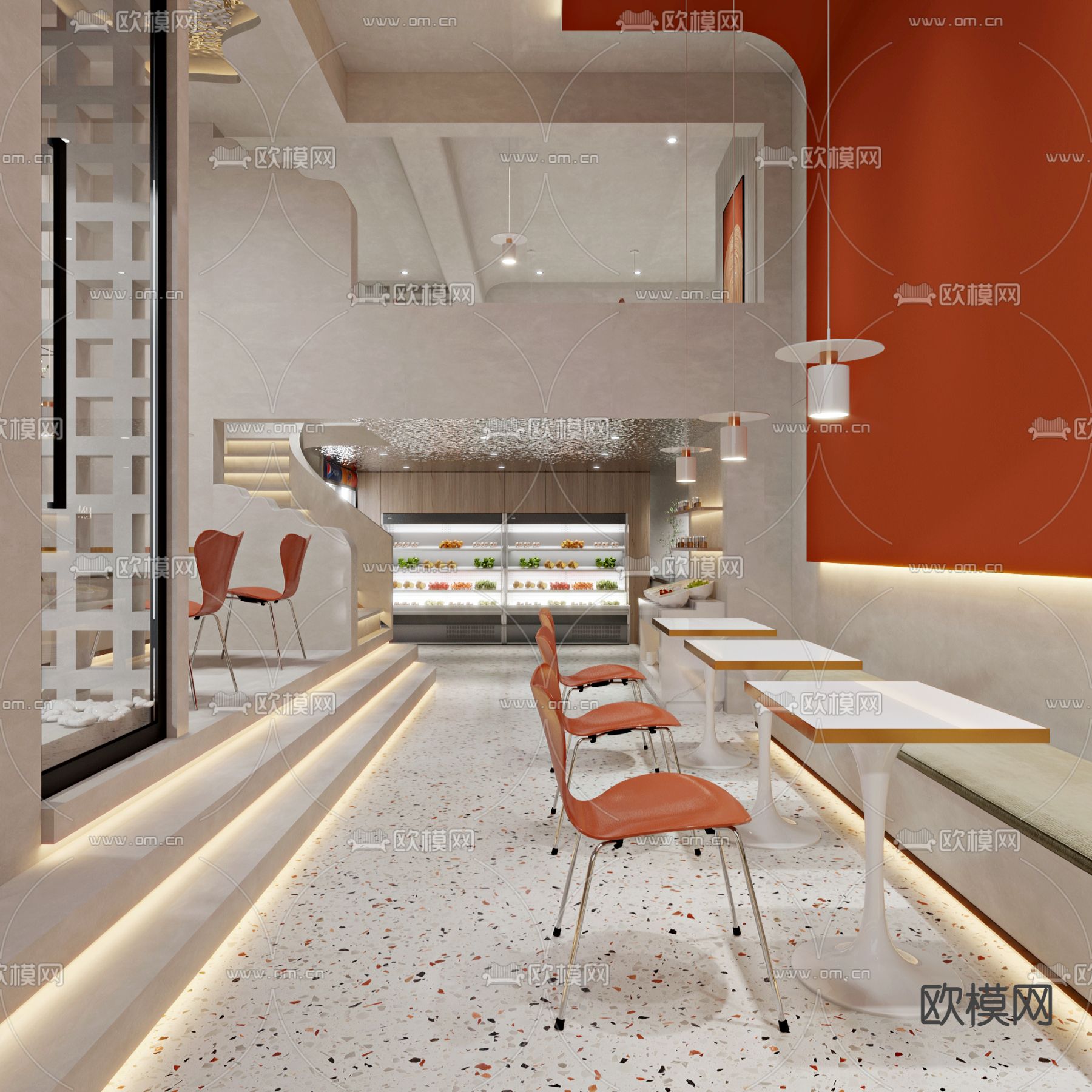 侘寂风麻辣烫火锅店3d模型下载（渲染图1）