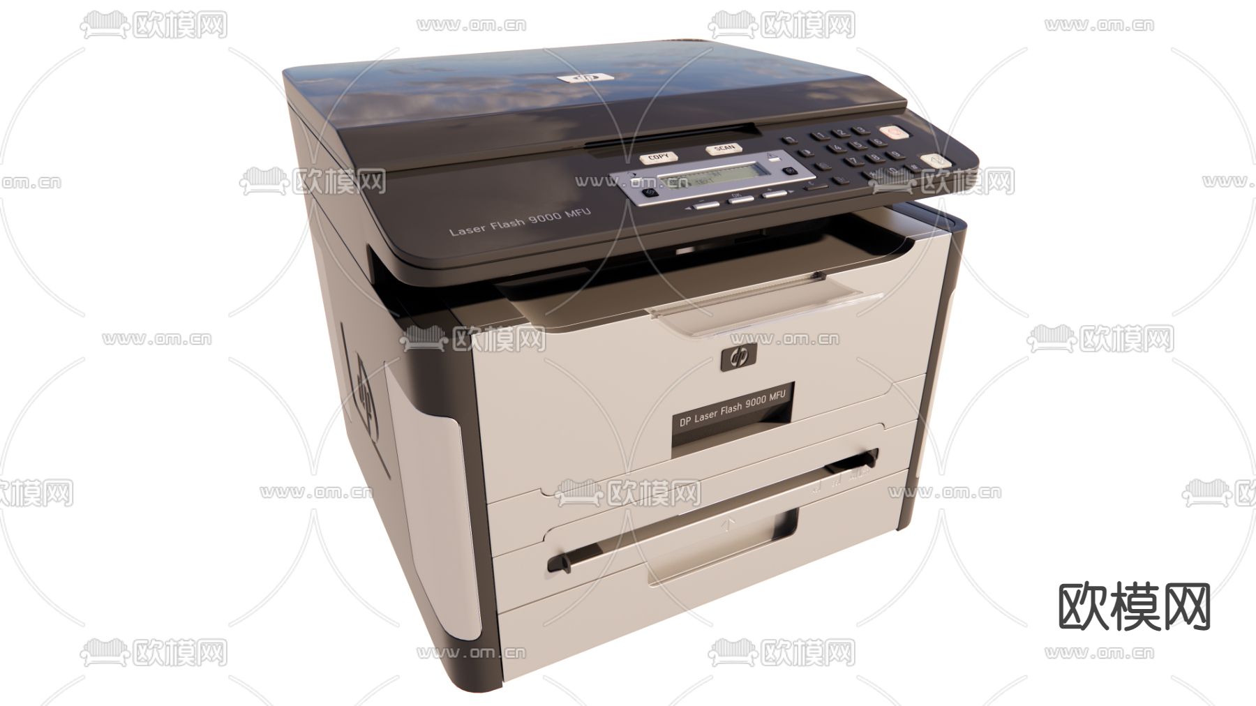 现代多功能打印机su模型下载（渲染图1）