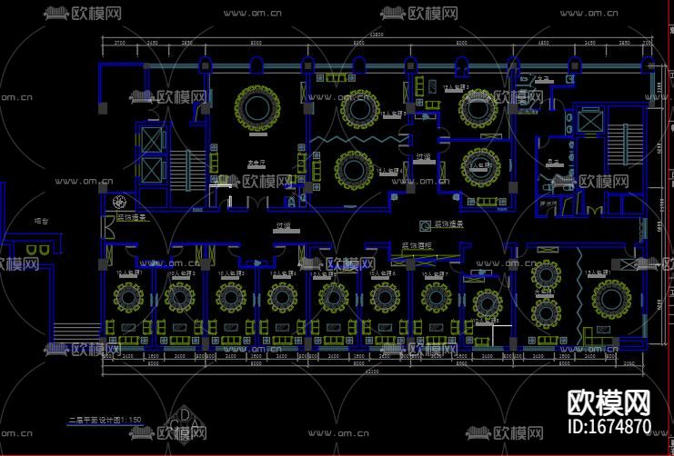 新中式餐厅cad施工图下载（渲染图4）