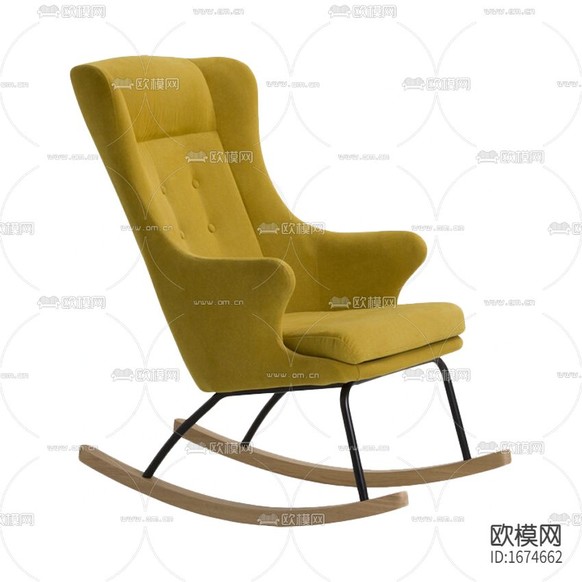 北欧简约土黄色布艺铁艺摇椅休闲椅下载