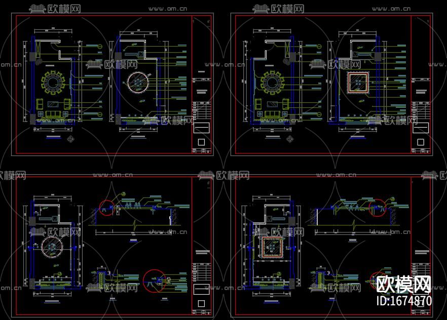 新中式餐厅cad施工图下载（渲染图1）