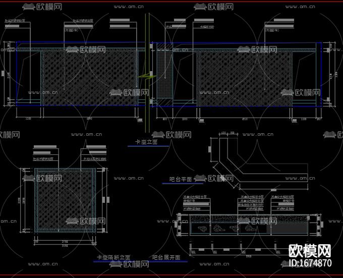 新中式餐厅cad施工图下载（渲染图3）