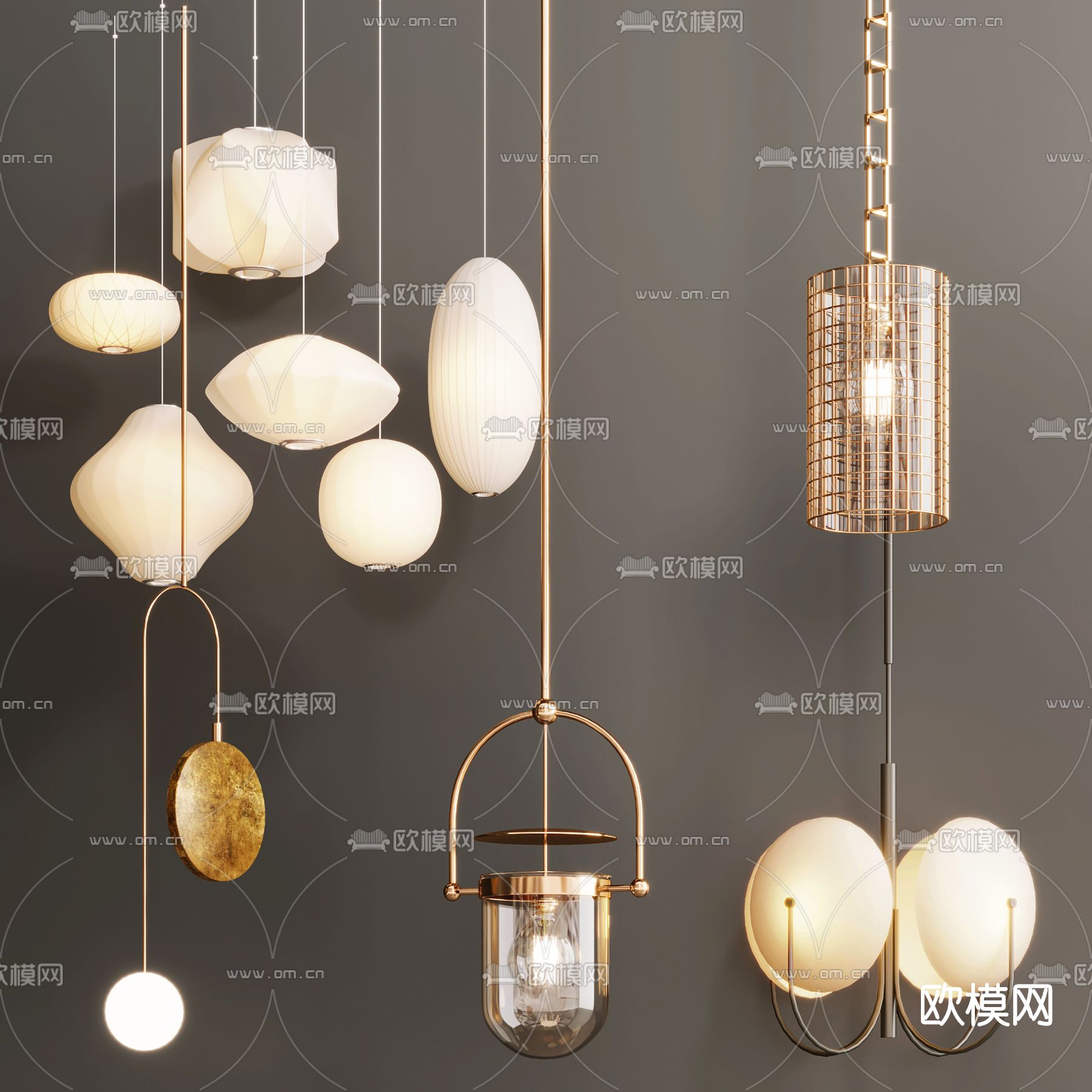 现代轻奢小吊灯3d模型下载