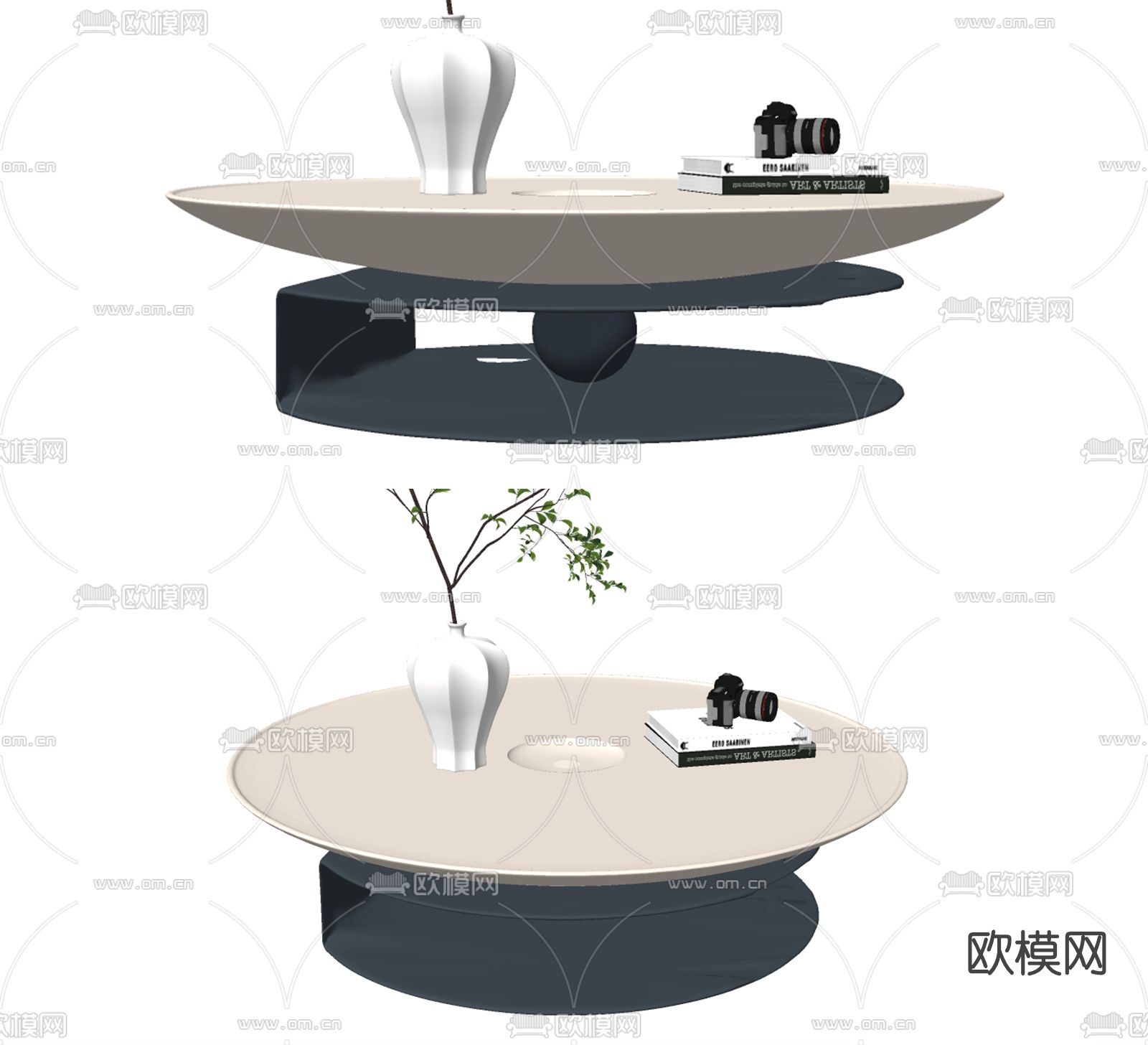 现代圆形茶几su模型下载（渲染图2）