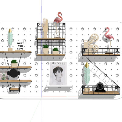  现代壁挂洞洞板置物架su模型 