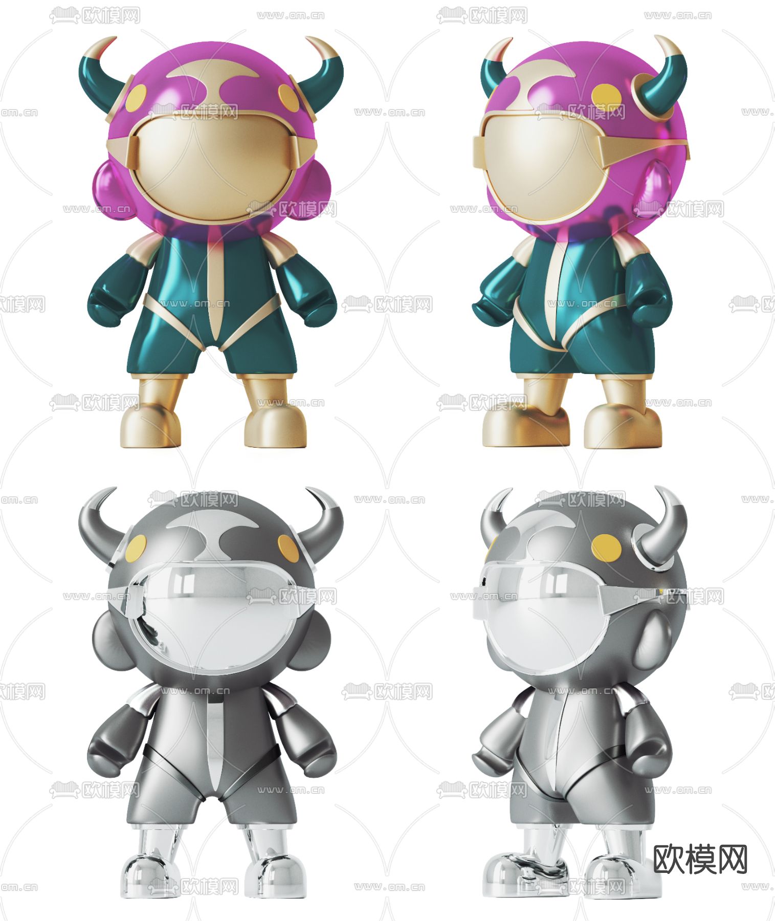 现代公仔雕塑3d模型下载