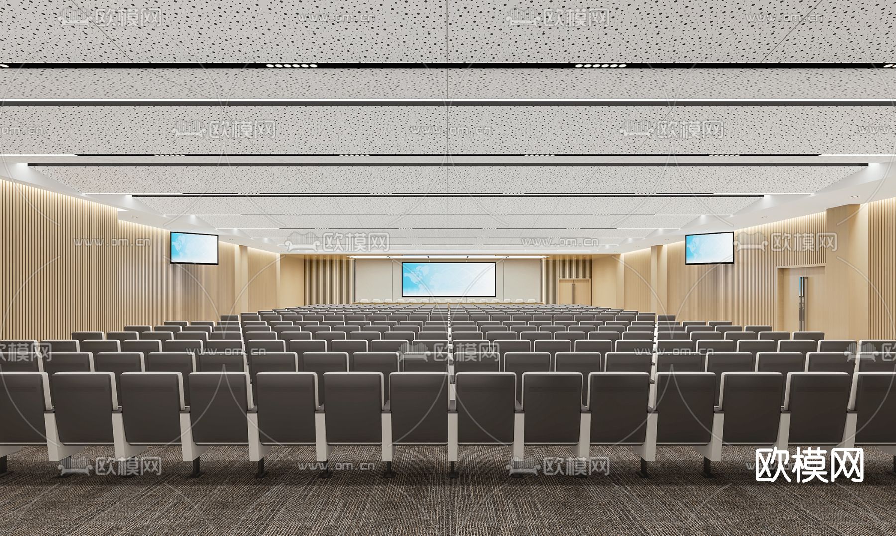 现代酒店会议报告厅3d模型下载