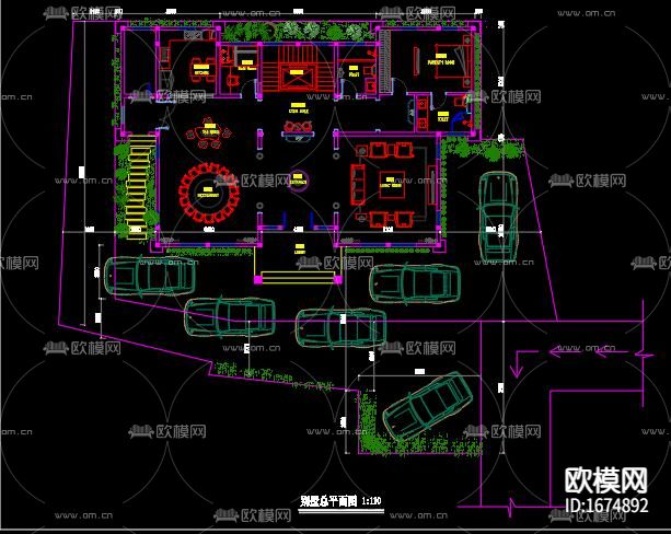 欧式别墅建筑cad结构图下载（渲染图5）