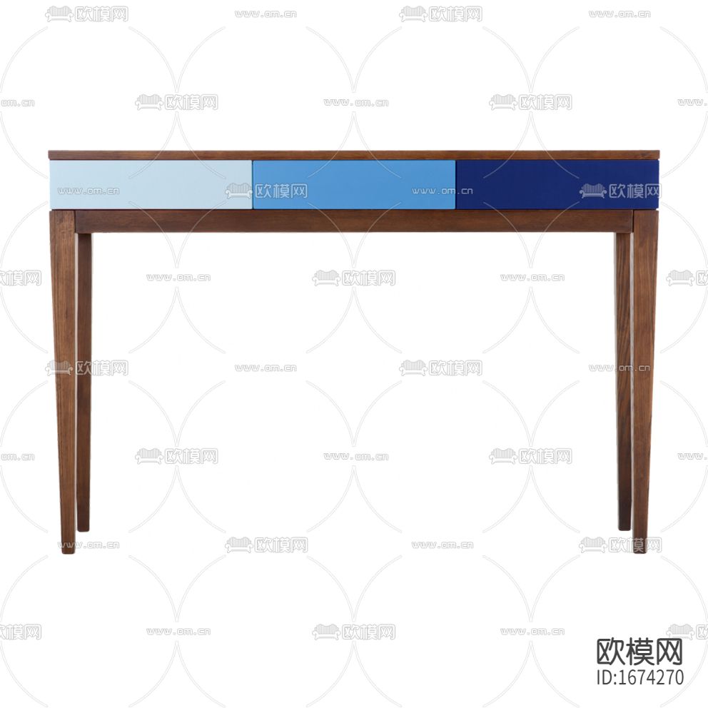 北欧简约实木渐变蓝色漆书桌