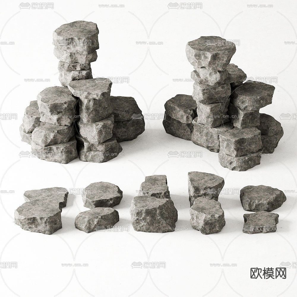 自然风石头石块岩石3d模型