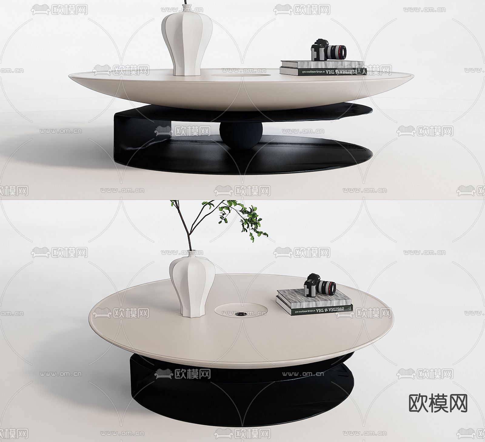 现代圆形茶几su模型下载（渲染图1）