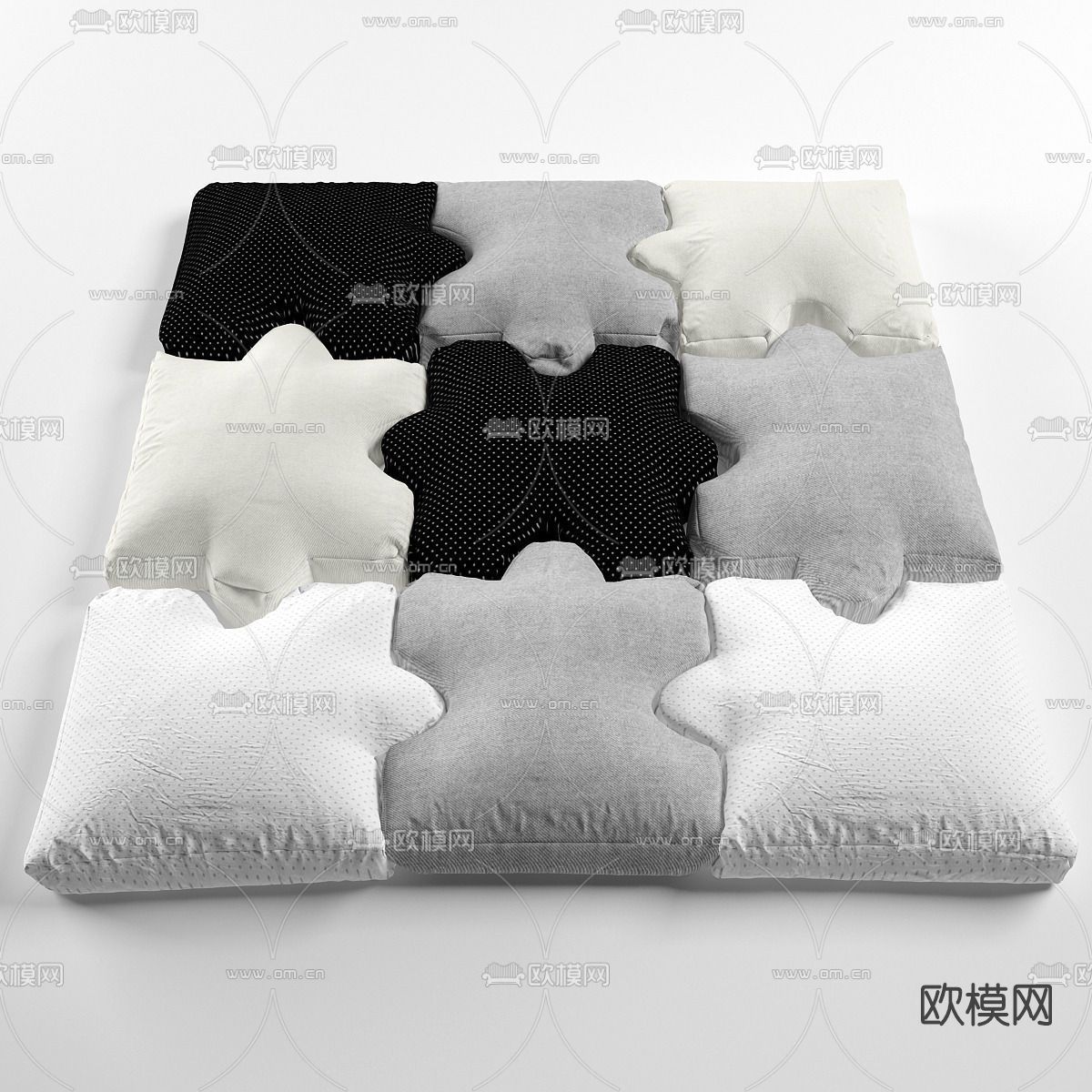现代拼接抱枕免费3d模型下载