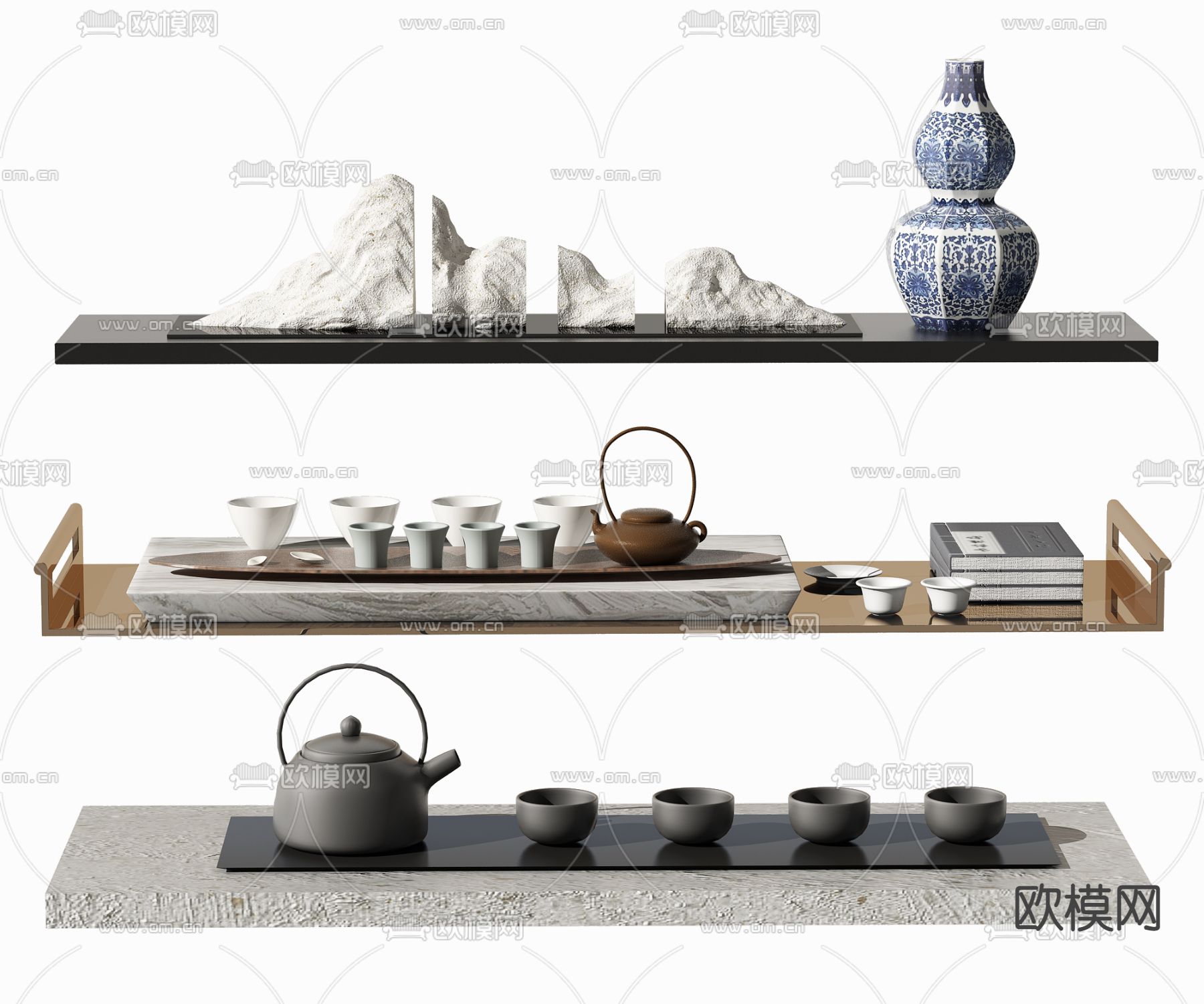 新中式茶具3d模型