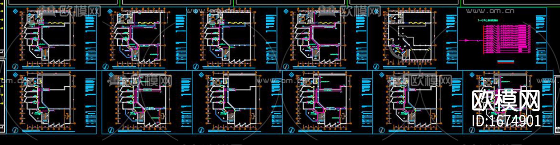 活动室中心cad电气图下载（渲染图10）