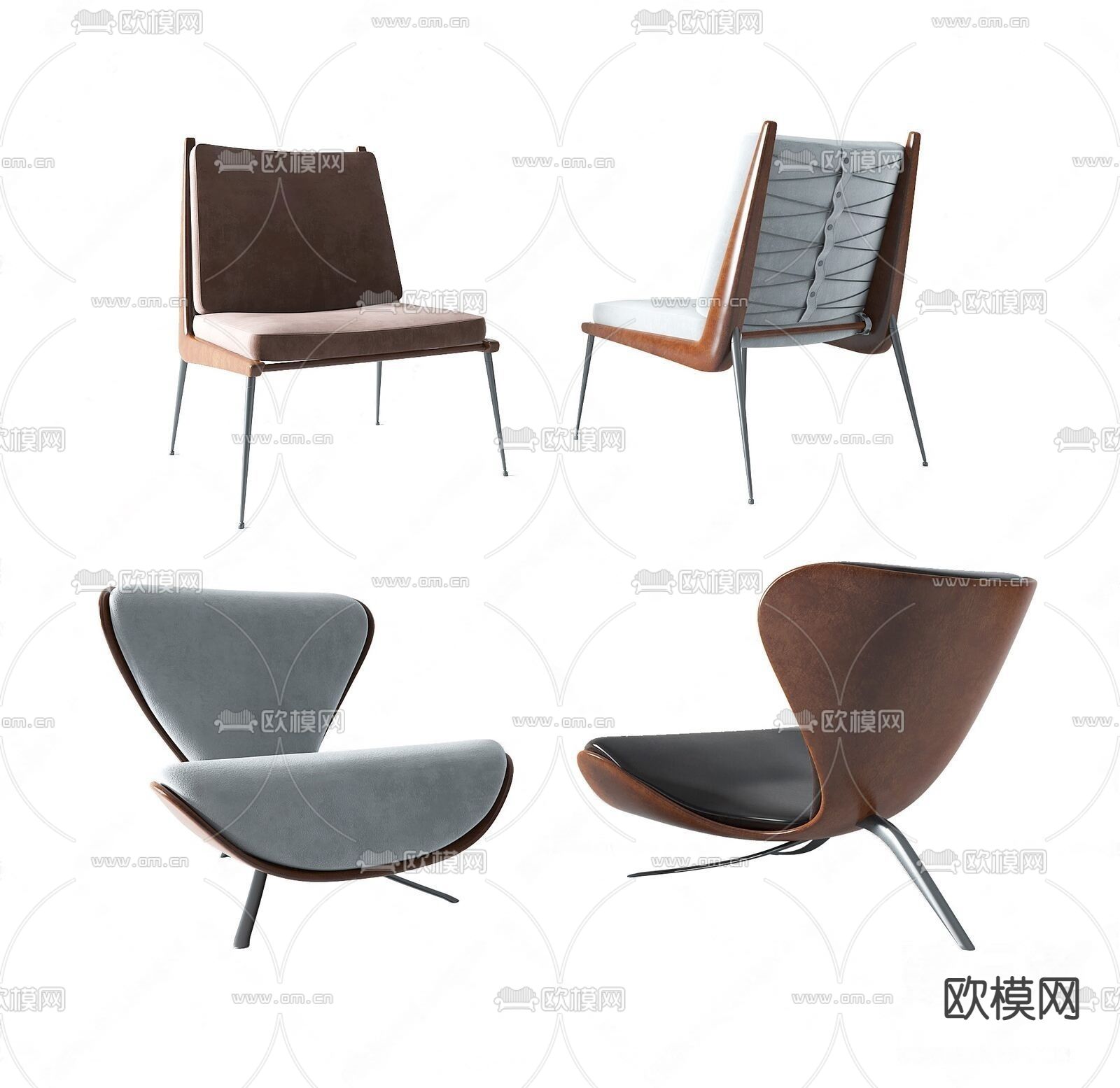 现代布艺休闲椅3d模型下载