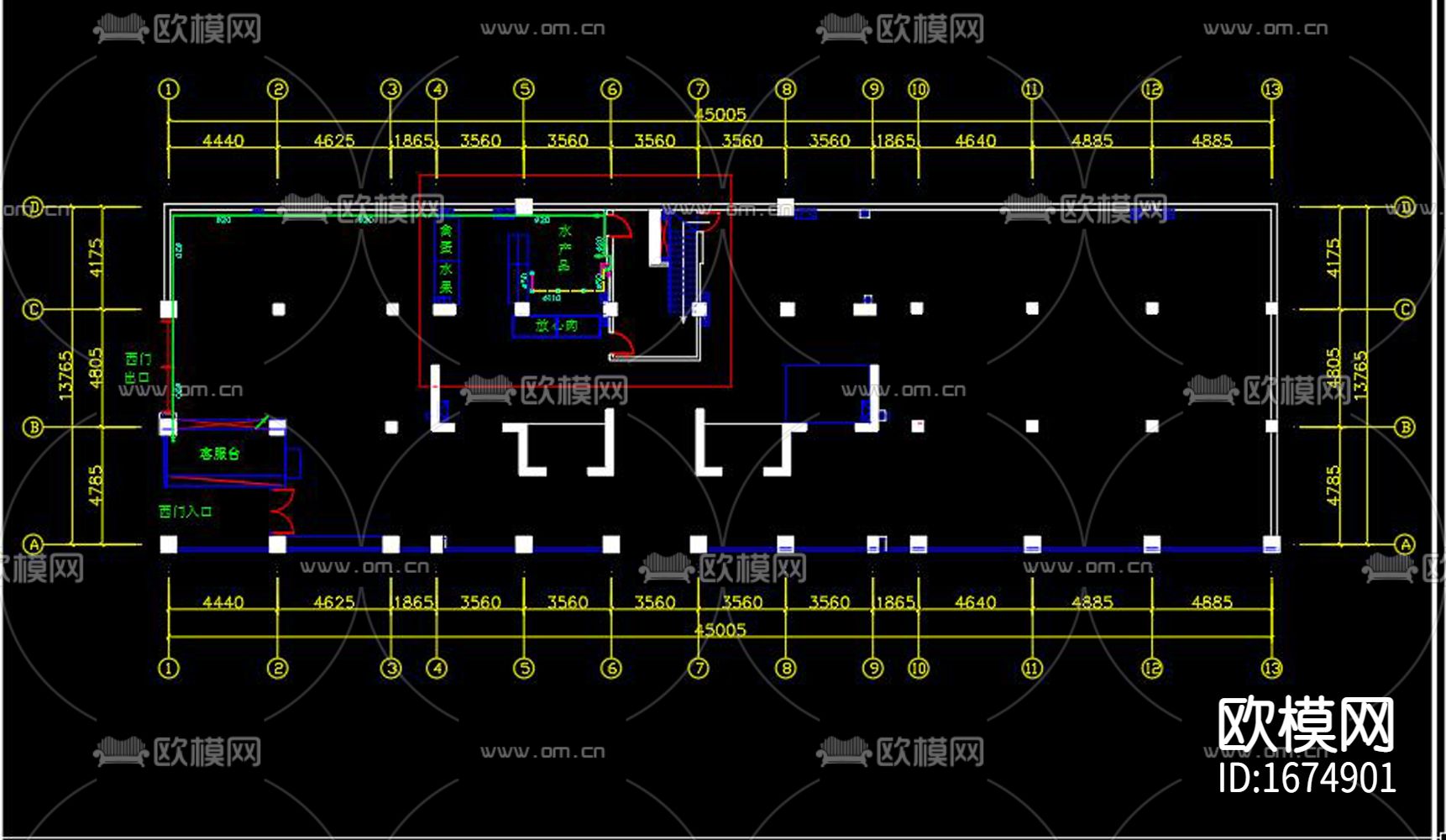 活动室中心cad电气图下载（渲染图4）