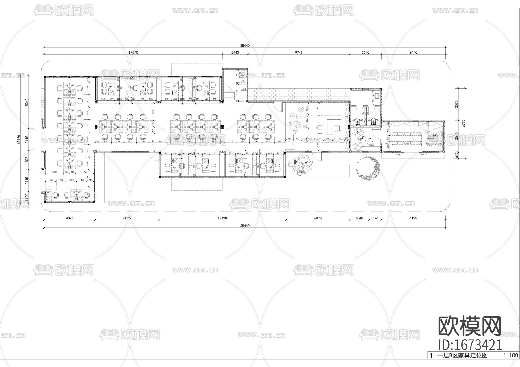 开放式办公室cad施工图-免费3dmax模型库-欧模网