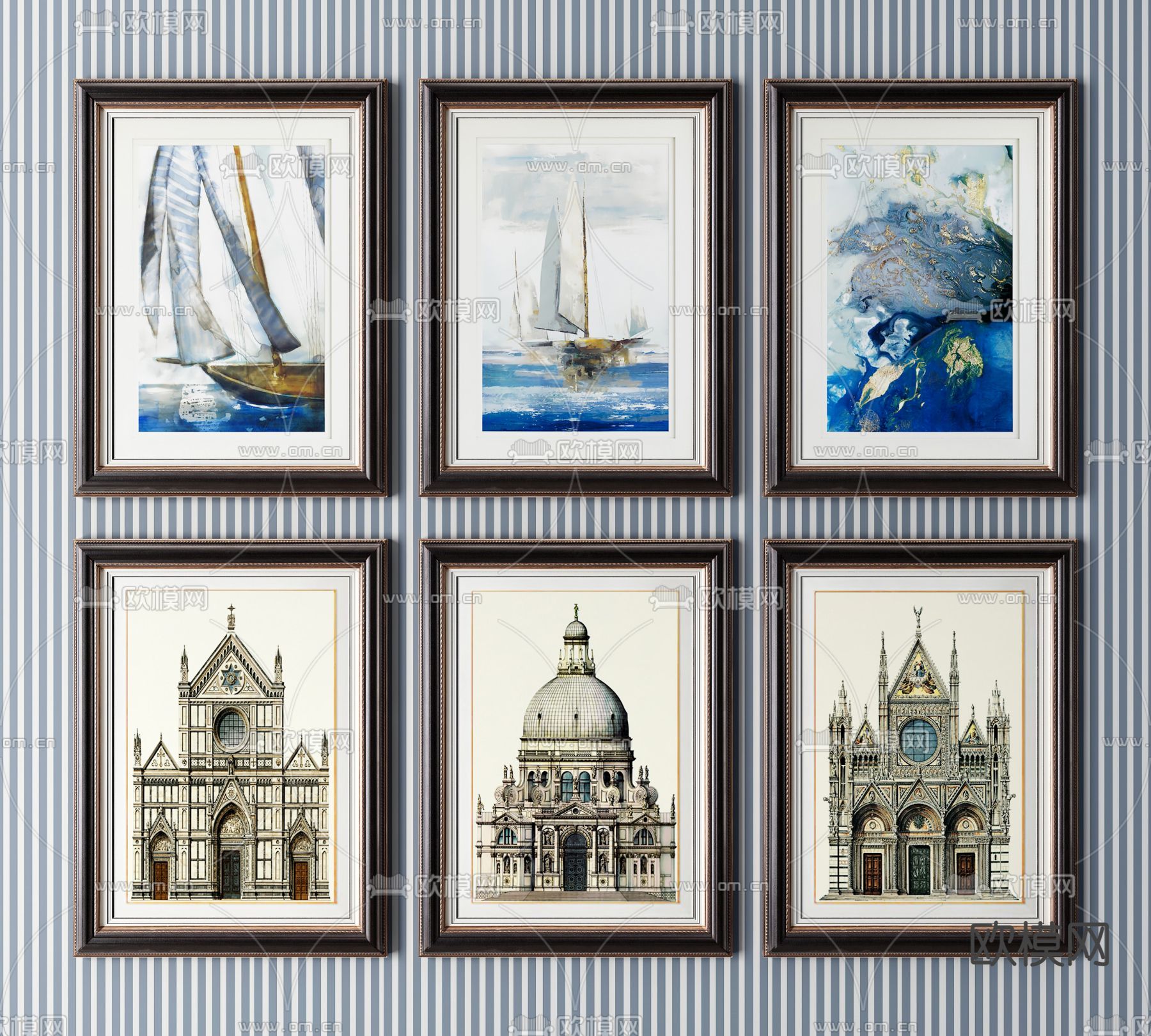 美式油画装饰画挂画3d模型下载