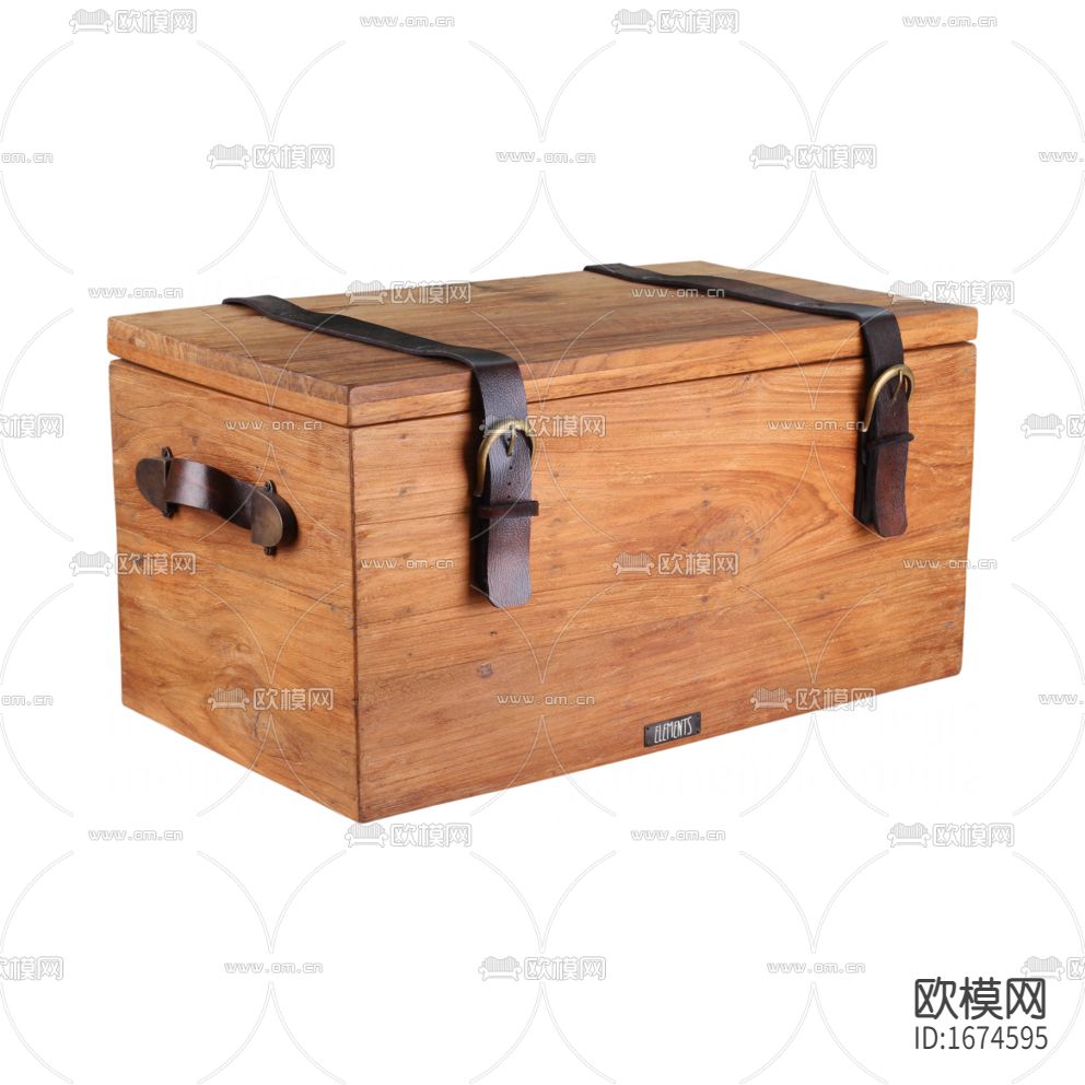 美式复古实木皮革收纳箱