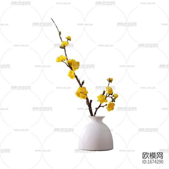 現(xiàn)代簡約白色陶瓷花瓶擺放花藝下載