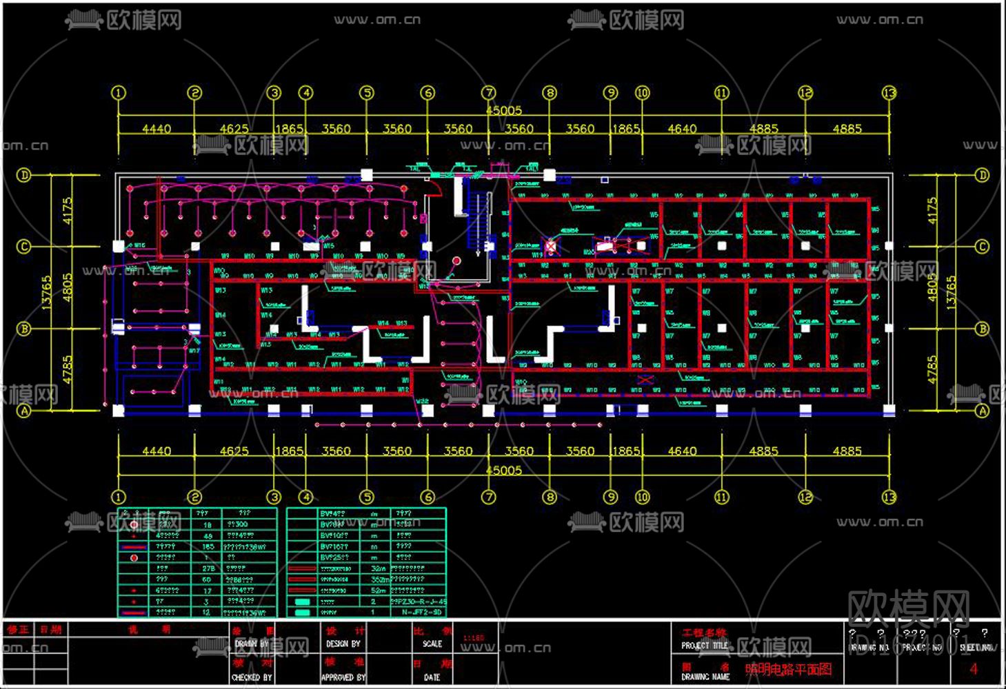 活动室中心cad电气图下载（渲染图8）