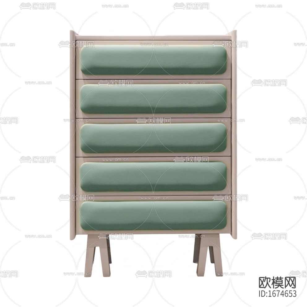 北欧简约实木青蓝色软包斗柜
