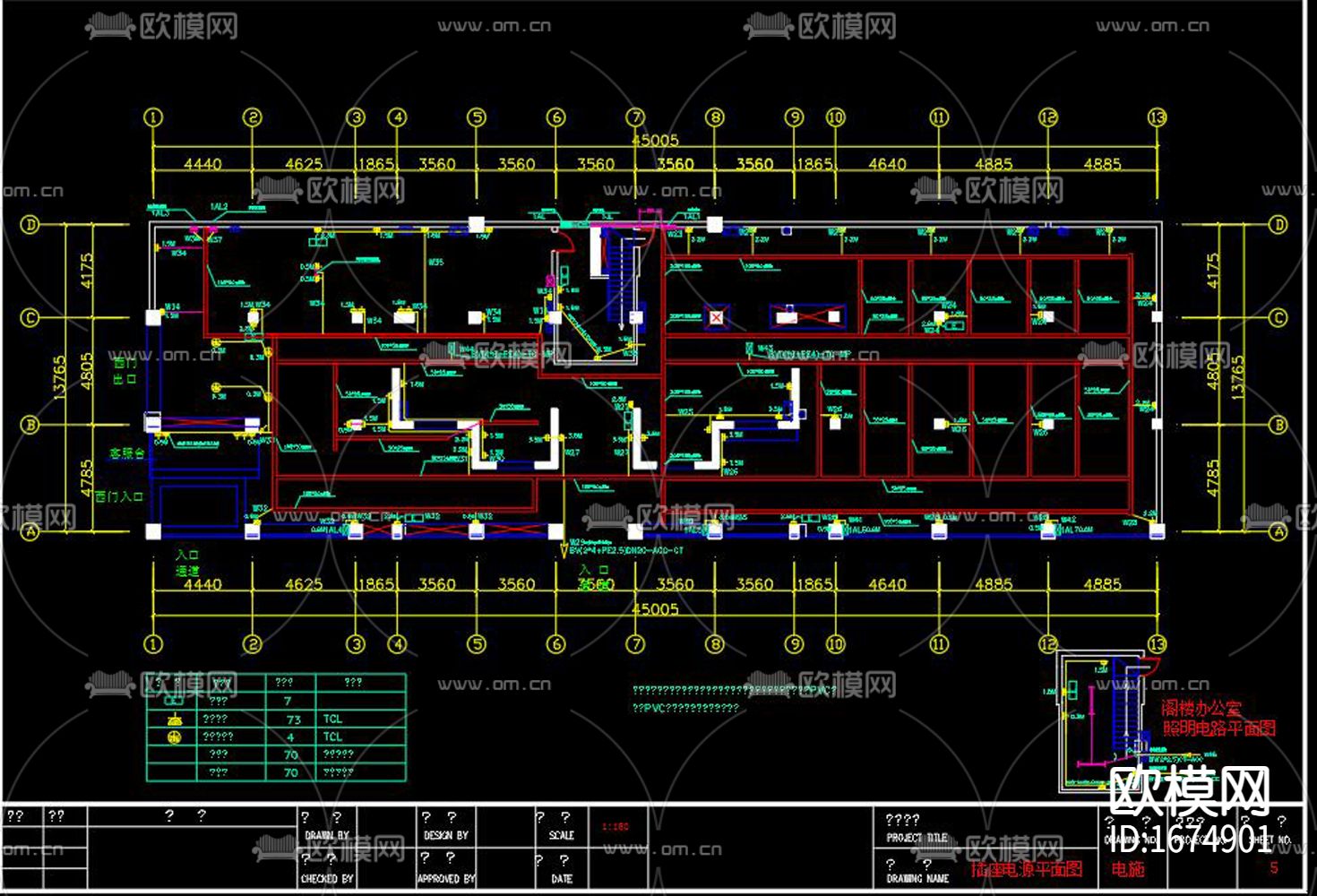 活动室中心cad电气图下载（渲染图7）